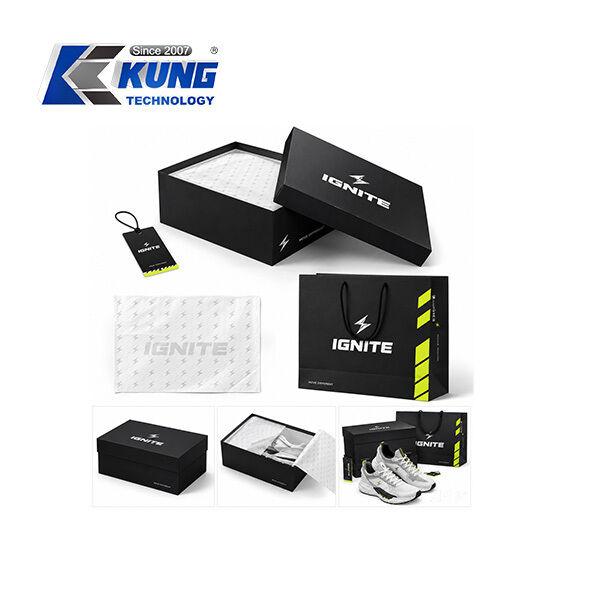 Innovative custom shoe boxes hang tags shopping bags and tissue paper for shoemaking packaging