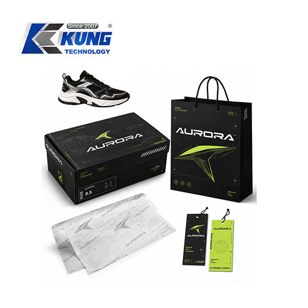 Innovative custom shoe boxes hang tags shopping bags and tissue paper for shoemaking packaging