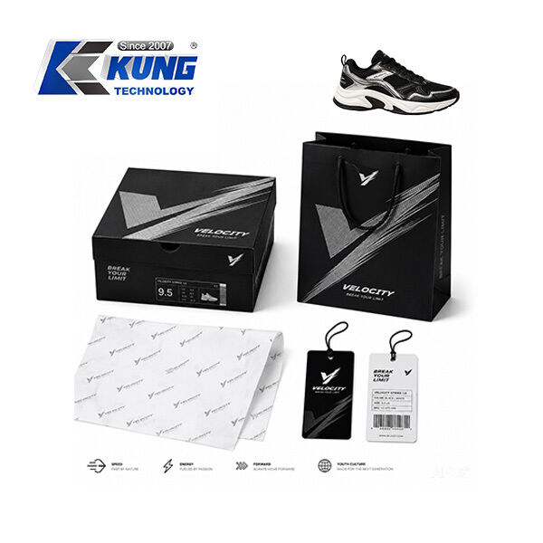 Innovative custom shoe boxes hang tags shopping bags and tissue paper for shoemaking packaging