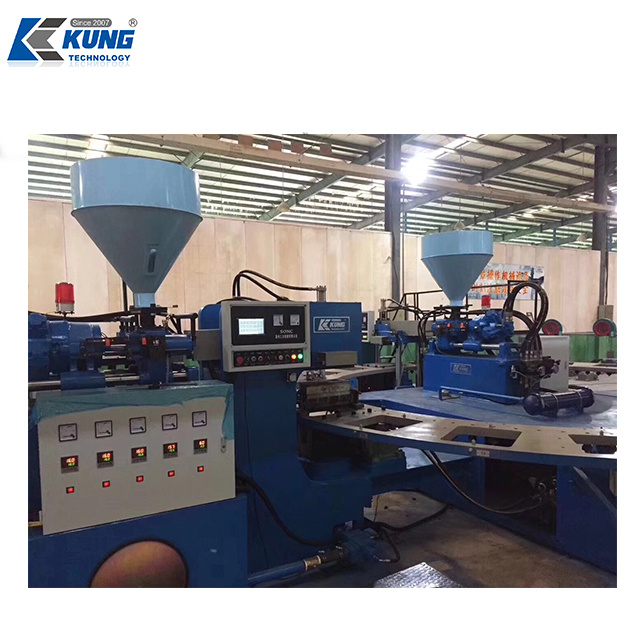 Mesin Pembuat Sol TPR Slipper Praktis, Mesin Injeksi Hembusan Udara PVC Rotary 1